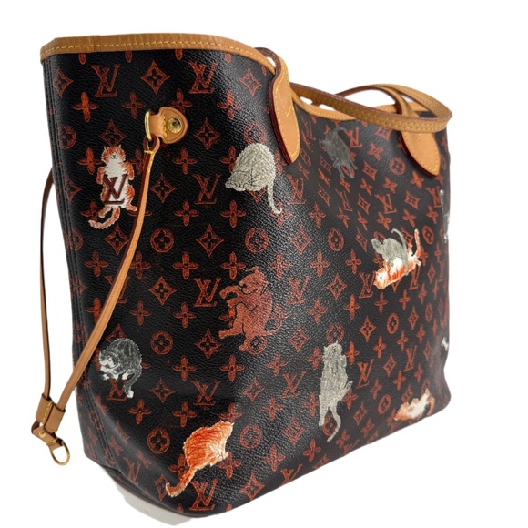 Louis Vuitton Catogram Neverfull MM – Marron Calfskin with Cats & Dogs Print - Picture 5 of 8